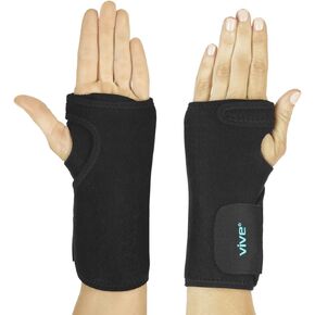 Vive Wrist Brace - Carpal Tunnel Hand Compression Support Wrap for Men, Women, Tendinitis, Bowling, Sports Injuries Pain Relief - Removable Splint - Universal Ergonomic Fit (Gray, Left)