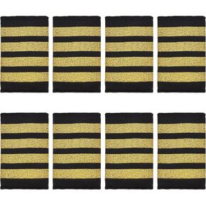 WEBEEDY 4 Pairs Professional Pilot Uniform Epaulets Airlines Pilot Epaulets Aviators Epaulets with Gold Nylon Stripes Four Bars Shoulder Board Captain Insignia Sliders Cosplay Epaulette Sliders