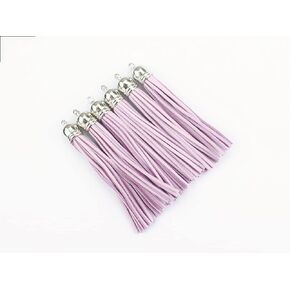 20 Silver 3-1/2 Inch Faux Suede Tassel Charm Keychain Cellphone Straps D451 (Black)