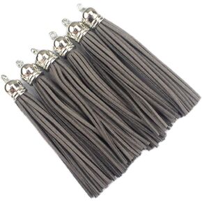 20 Silver 3-1/2 Inch Faux Suede Tassel Charm Keychain Cellphone Straps D451 (Black)