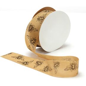 Offray Natural Bees Taffeta Craft Ribbon, 1-1/2-Inch Wide by 25-Yard Spool, Natural