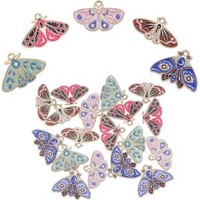 20Pcs Gothic Style Charms Alloy Enamel Charms Butterfly Moth Charms Pendants Moon Phase Charms for Jewelry Bracelets Necklace Earrings Making