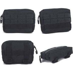 Small Tactical Molle Pouch Belt Pouch Mini Tactical Admin Pouch Nylon EDC Utility Pouches Bag for Outdoor, Camping, Multiple Compartments(Black)