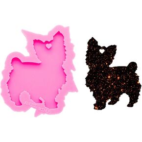 Shiny Cute Cat Resin Mold Dog Keychain Silicone Molds Cat Dog Tag Molds Epoxy Craft Key Ring Pendant Decoration Molds Silicone Mold for Resin Casting with Hole Chocolate Fondant Mold
