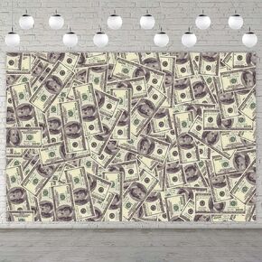Generic Money Pale Green Grey Bill Banner Backdrop Background Photo Booth Props Realistic Theme Decor for 1st Birthday Party Baby Shower Casino Anniversary Supplies Favors Decorations, Multi