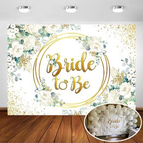 Avezano Bridal Shower Backdrop for Batcholette Party Bride to Be Green and Gold Eucalyptus Leave White Rose Flower Engagement Party Decorations Background Photoshoot (7x5ft)