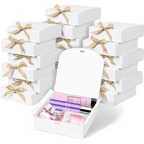 Xylitic 18Pack Gift Boxes with Lids, 6.5X6.5X2 Inch Small Gift Boxes, Present Box with Ribbon, White Boxes for Gifts, Wedding, Birthday Party, Baby shower, Candy, Candle