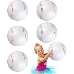 Inflatable Baseball 12.6 Inch Large Baseball Beach Ball Pool Float Blow up Ball Toys Baseball Party Favors Sport Pool Ball for Kids Summer Outdoor Baseball Games Sports Party Activity (6 Pack)