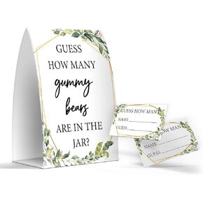 خمن كم عدد الدببة الصمغية الموجودة في الجرة، ألعاب استحمام الطفل الخضراء، حمام الطفل ذو الطابع الأخضر - لافتة واحدة و50 بطاقة (GES11) in Kuwait