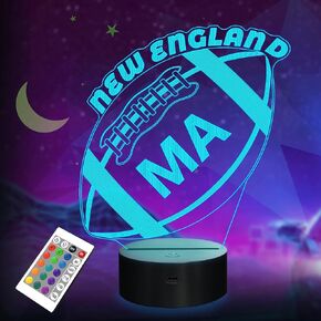 Football Gifts, Football Night Light, 3D Illumination Light Boy Gift 16 Color Changing Remote Control Children's Room Lighting Ball Decoration ... (Green Bay)