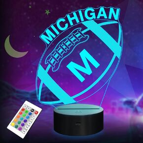 Football Gifts, Football Night Light, 3D Illumination Light Boy Gift 16 Color Changing Remote Control Children's Room Lighting Ball Decoration ... (Green Bay) in Kuwait