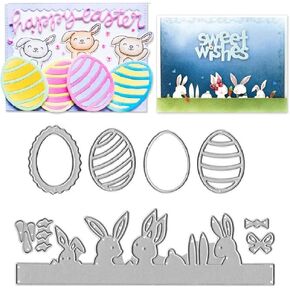 Eggs Frame Cutting Dies for Card Making, Rabbits Die Cuts Easter Bunny Dies Stencils Embossing Template for DIY Scrapbooking Craft