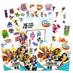 DC Super Hero Girls Tattoos Stickers Party Favors Pack - Bundle Includes 75 Temporary Tattoos and 150 Justice League Stickers Featuring Wonder Woman, Supergirl and More (Party Supplies)
