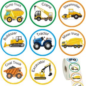 1.5 Inch Trucks Stickers for Kids, 500 Pcs Cool Trucks Stickers for Toddler Boy Birthday Party Favor