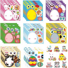 DTOFOOT 320PCS Easter Stickers for Kids Make Your Own Easter Egg Bunny Stickers Easter Basket Stuffer Make A Face Stickers Easter Crafts for Kids Schools Classroom Activities Party Favor Supplies