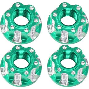 VGEBY 4pcs RC Hex Nuts, M4 Carving Hexagonal Nuts Aluminum Alloy Wheel Hex Nuts Fit for HSP Sakura D3 D4 1/10 RC Car(Green) Car Model Accessory Cattle Ear Tag