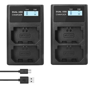 Palowextra 2 Pack NP-FZ100 Dual LCD Charger, for Sony ZV-E1, FX3, FX30, A1, A9 II, A9, A7R IV, A7R V, A7S III, A7 III, A7 IV, A6600, A7C a9, Alpha a9 II, Alpha 9R A9R, Alpha 9S Cameras