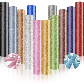 Glitter Puff Vinyl Heat Transfer 3D - Puff HTV Vinyl 12 Sheets 12"x 10" Glitter Heat Transfer Vinyl for T-Shirt Clothes Compatible with Cricut Air or Maker (Glitter Puff HTV-12PCS)