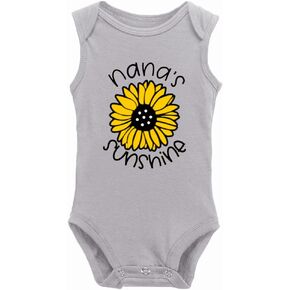 Nana's Sunshine - Fun Print Bodysuit Cute Baby Rompers 0-3 Months Long-Sleeved White Infant Bodysuit