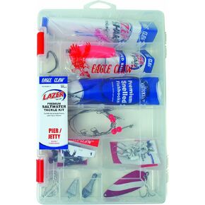 Lazer Sharp Pier/Jetty Saltwater Tackle Kit, 30 pieces, plus reusable plastic fishing box