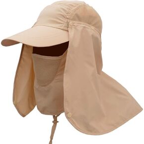 Fishing Hat Men/Women Outdoor Sun Cap UV Sun Protection Hat with Removable Neck Flap & Face Cover Cycling Hiking