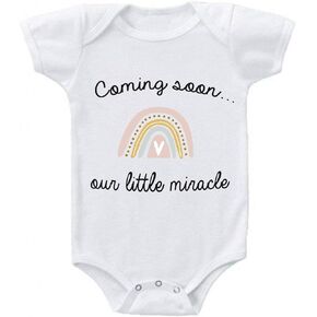 Ink Trendz® Coming Soon Our Little Miracle Rainbow Baby Pregnancy Reveal Announcement Baby Onesie Bodysuit