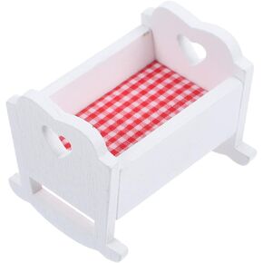 NUOBESTY Miniature Doll Crib Doll Cradle Bed 1:12 Scale Doll Cradle Models Tiny Wooden Doll Bed Doll House Furniture for Dollhouse Decoration Accessories
