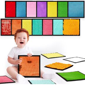 16 Sensory Mini Mats Assorted Sensory Tiles Textured Sensory Mats Sensory Pads Educational Tactile Sensory Toys for Autistic Children Kids Toddler Floor Play Fidget Activity Game Classroom