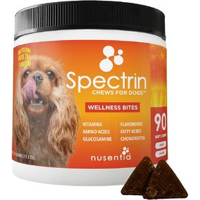 Chew Vitamins for Dogs (90 ct), Glucosamine for Joint Support with Antioxidants, Omega-3 & Vitamins for Skin, Liver and Heart Health - Spectrin