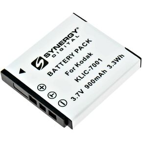 Synergy Digital Camera Battery, Compatible with Kodak KLIC-7001 Digital Camera, (Li-ion, 3.7V, 900mAh) Ultra High Capacity, Replacement for Kodak KLIC-7001 Battery