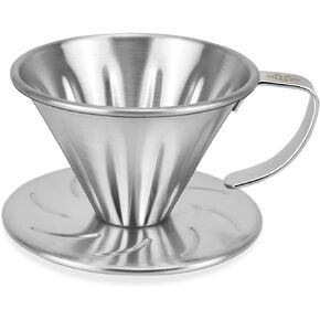 MERMOO YILAN Pour Over Coffee Dripper Stainless Steel Metal Reusable Cone Coffee Filter Slow Brewing Accessories for Home Cafe Restaurants(L)