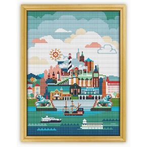 St Augustine USA CS104-2 - Counted Cross Stitch KIT#2 PRIME. Set of Threads, Needles, AIDA Fabric, Needle Threader, Embroidery Clippers and Printed Color Pattern Inside.