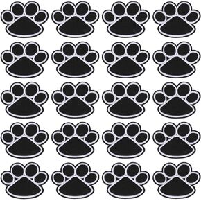 EXCEART Dog Paw Iron on Embroidered Patch 20pcs Dog Paw Puppy Heart Iron On Embroidered Patches Sewing Cloth Appliques