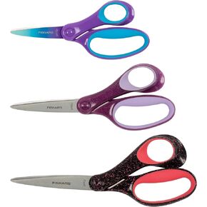 FISKARS® Student Comfortable Softgrip Scissors 3-Pack - For Big Kids, Pre-Teens and Teens (Ages 8+)