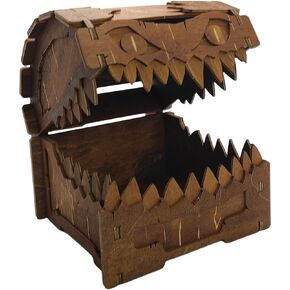 Mimic Chest for Dungeons and Dragons Tower with Tray Wood Laser Etched Cthulhu Portable and Collapsible Dice Roller Perfect for Board Game and Tabletop RPG