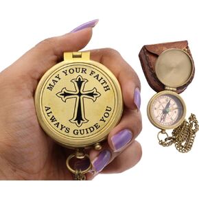 God’s Way Compass, Psalm 32:8, Solid Brass Directional Engraved Compass, Baptism Gifts for Boys Girls, First Communion, Christian Gifts for Men, First Confirmation Gifts for Boys Catholic Gifts