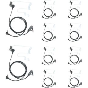 Walkie Talkie Earpiece with Mic PTT 1 Pin 2.5mm Headset Compatible with Motorola Talkabout T200 MR350R MH230R T460 Two Way Radio Covert Acoustic Tube 10 Pack