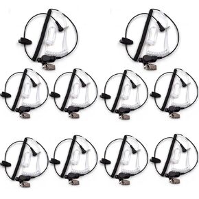 (10-Pack) 1Pin 3.5mm Listen Only Earpiece Audio Jack Surveillance Law Enforcement Kit for Motorola Kenwood Walkie Talkie Radio with Transparent Coil Tube