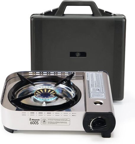Portable Butane Stove 15000BTU Single Burner for Camping Cooking in Outdoor,Ultra-high Fire Double-Layer Windbreaker Brass Burner with Carrying Case in Saudi Arabia