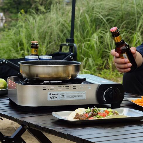 Portable Butane Stove 15000BTU Single Burner for Camping Cooking in Outdoor,Ultra-high Fire Double-Layer Windbreaker Brass Burner with Carrying Case in Saudi Arabia