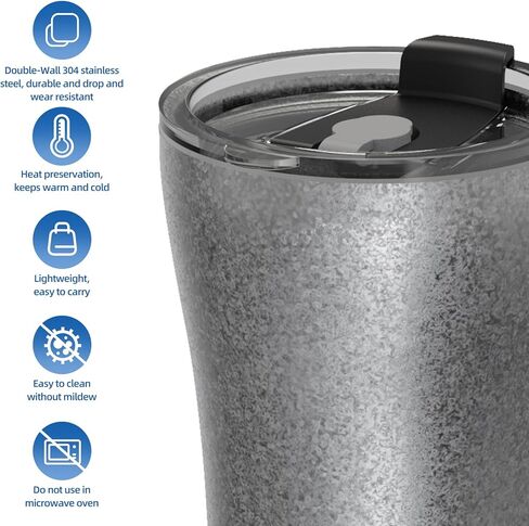 كوب قهوة من روك كلاود سعة 6 أونصة كوب تخييم مزدوج الجدار من الفولاذ المقاوم للصدأ معزول للسفر مع غطاء منزلق للحفاظ على السخونة والباردة in Kuwait