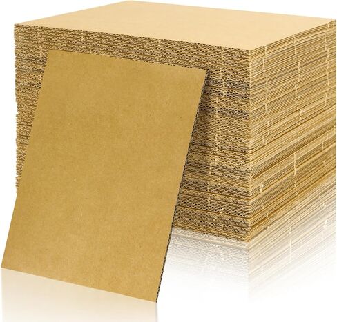 أوراق من الورق المقوى المموج مقاس 12.7 × 17.78 سم، 60 قطعة من الورق المقوى البني المسطح، مربعات من الورق المقوى السميك للتغليف والحرف الفنية التي تصنعها بنفسك in Kuwait
