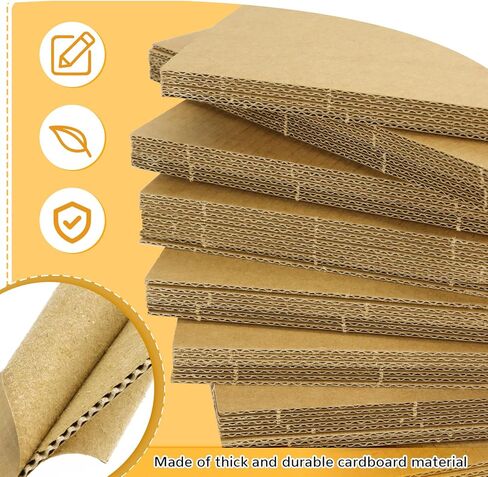 أوراق من الورق المقوى المموج مقاس 12.7 × 17.78 سم، 60 قطعة من الورق المقوى البني المسطح، مربعات من الورق المقوى السميك للتغليف والحرف الفنية التي تصنعها بنفسك in Kuwait