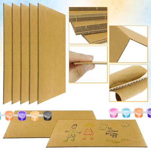 أوراق من الورق المقوى المموج مقاس 12.7 × 17.78 سم، 60 قطعة من الورق المقوى البني المسطح، مربعات من الورق المقوى السميك للتغليف والحرف الفنية التي تصنعها بنفسك in Kuwait
