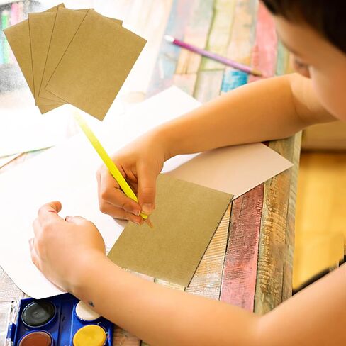 أوراق من الورق المقوى المموج مقاس 12.7 × 17.78 سم، 60 قطعة من الورق المقوى البني المسطح، مربعات من الورق المقوى السميك للتغليف والحرف الفنية التي تصنعها بنفسك in Kuwait