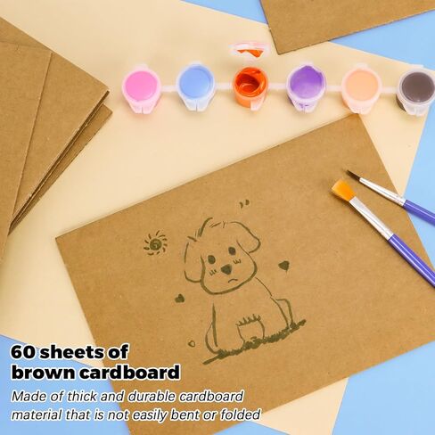 أوراق من الورق المقوى المموج مقاس 12.7 × 17.78 سم، 60 قطعة من الورق المقوى البني المسطح، مربعات من الورق المقوى السميك للتغليف والحرف الفنية التي تصنعها بنفسك in Kuwait