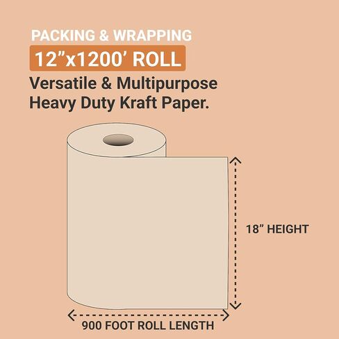 AVIDITI Shipping Paper Rolls Kraft, 18" x 900' 1-Pack | Recycled Paper Roll for Packing, Moving and Storage in Saudi Arabia