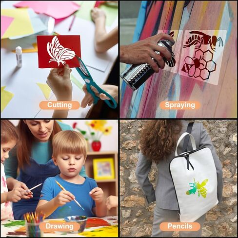 20 قطعة استنسل للرسم، قوالب استنسل لطلاء زهرة اليعسوب على شكل فراشة، استنسلات يدوية لنباتات الحيوانات قابلة لإعادة الاستخدام للرسم على القماش الخشبي لديكور الحائط المنزلي، نمط الحشرات in Kuwait