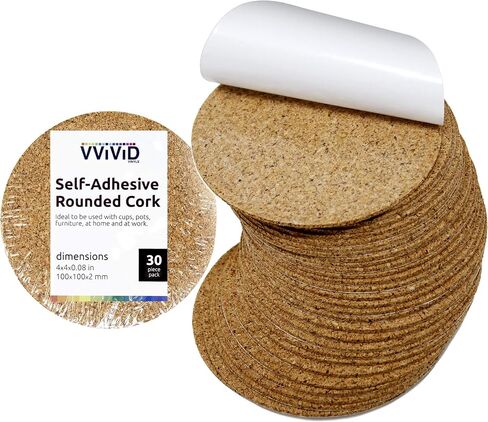 VViViD Self-Adhesive Cork 4 Inch Diameter 0.08 Inch Thick Round 30-Coaster Pack in Saudi Arabia