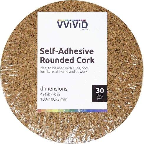 VViViD Self-Adhesive Cork 4 Inch Diameter 0.08 Inch Thick Round 30-Coaster Pack in Saudi Arabia